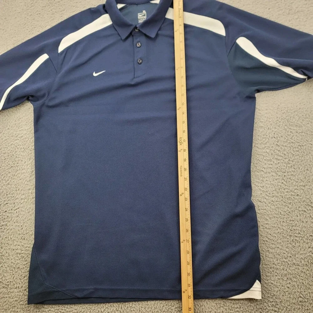 Nike Shirt Mens XL Blue Nike FitDry Raglan Sleeve Polo Casual Golf Outdoors Team